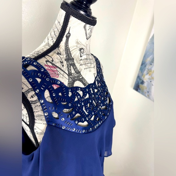 Rare Vintage JR Nites Dress -Navy Blue Ruffles, Size 14 - Excellent Condition - Picture 2 of 13